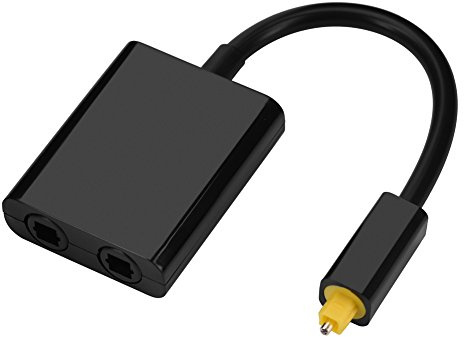 Dual Port Toslink Digitaler optischer Audio-Splitter-Adapter Audiokabel 1 in 2 aus Unterstützung für den Anschluss von CD-Player, DVD-Player mit 24k Gold-Anschlüssen, 1 mm verlustarmem Kern(schwarz)