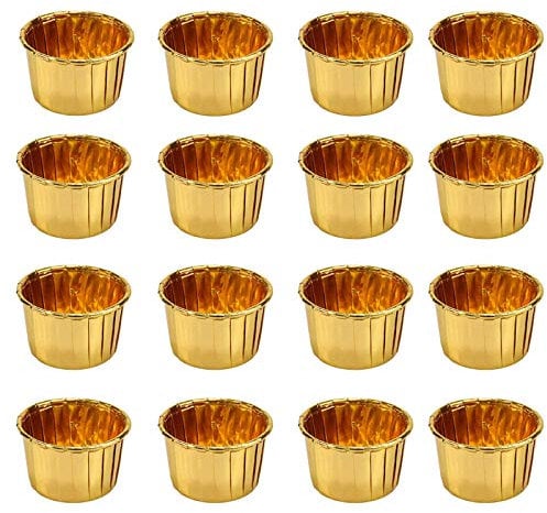 50 Stück Muffinform Gold, Mini Muffins Papierförmchen, Cupcake Muffin Förmchen aus Aluminiumfolie, Cupcake Formen Gold, Einweg-Backbecher, für Weihnachten, Hochzeit, Geburtstagsfeier