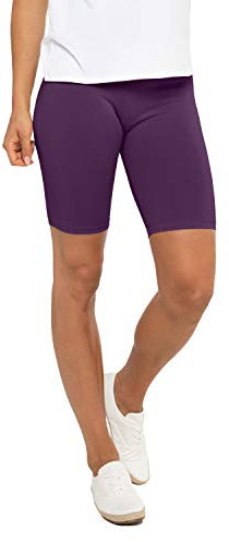 Celodoro Damen Kurzleggings (1 Stück) Stretch-Jersey Radlerhose aus Baumwolle - Lila XL