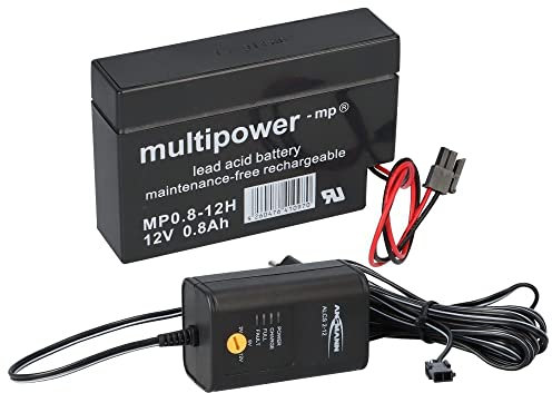 Ladegerät mit 1x Blei-Akku 12V 0,8Ah MP0.8-12H Heim & Haus Molex Stecker