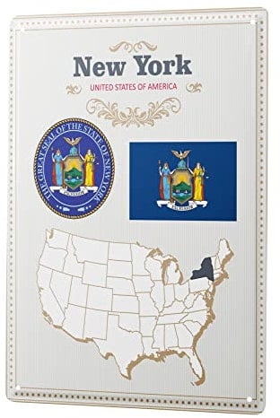 Blechschild Retro - Vintage Metall-Poster für Reise Fans - New York Karte USA Motiv - 20 x 30 cm