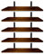 Mardili Shelves Wood Wall Mounted Shelf, Rustic Shelves Set of 5（Dark brown）, 42x15x1.5cm
