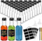 WenYa 48 Pack Mini Liquor Bottles, 50ml Empty Small Plastic Bottle with Lids (Leak Proof Black Screw Caps), Reusable Miniature Alcohol Bottles with Labels Funnel for Weddings Parties