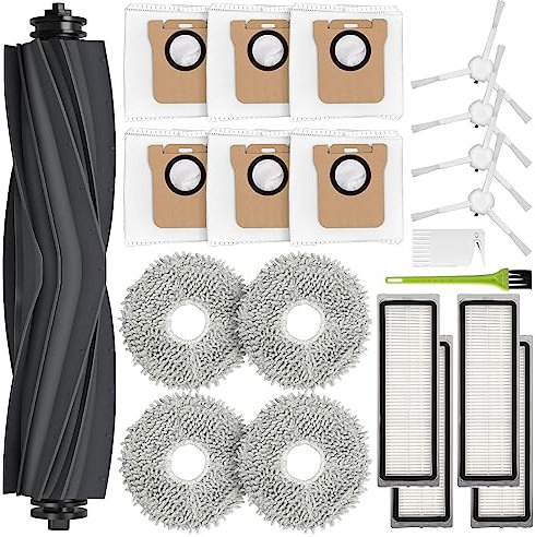 DrRobor Accessoires pour Dreame L10s Ultra, Pièces de Rechange pour Dreame L10 Ultra avec 1 Brosse Principale, 6 Sac d'Aspirateur, 4 Chiffons de Nettoyage, 4 Filtre, 4 Brosse Latérale
