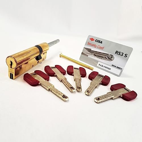 CISA 10L3S787066CLC5; Cilindro Europeo RS3 S; Ottone Lucido, 60/30 mm; Predisposto per Montaggio Pomolo; Collo Lungo
