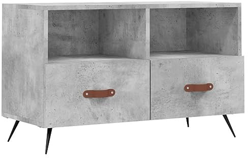 vidaXL TV Cabinet with Storage Compartments and Drawers, Concrete Grey Engineered Wood Stand, Modern Media Unit with Iron Legs for Living Room, Bedroom