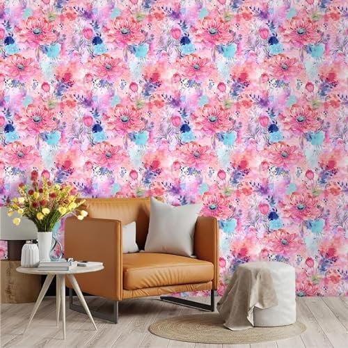 Wallpaper Pink Peacock Blue Sticky Wallpaper Non Woven Self Adhesive Wallpaper Bathroom Wallpaper Peel and Stick Wallpaper Kitchen Wallpapers Wall Paper Art Deco Wallpaper 45x300cm