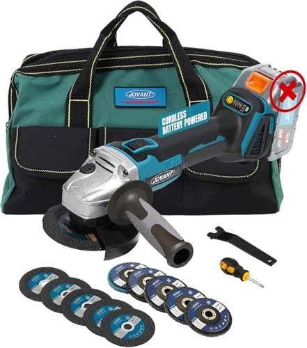 20V Cordless Angle Grinder, 4 and 4-1/2 Electric Angle Grinder Kit, 8500RPM Power Brushless Motor for Cutting/Sharpening/Removing Rust -JOVANT (No Battery)