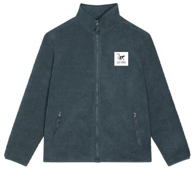 Surf Monkey Giacca in pile con cerniera, riciclata, a maniche lunghe, vestibilità classica, blu, S