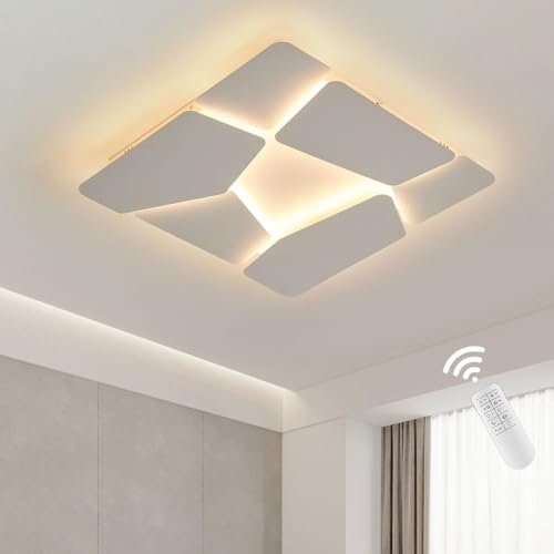 ZenithBeam 40 Cm Quadratische Deckenleuchte FüR Schlafzimmer,Kreative Led Dimmbare Deckenlampe,Modernes MattweißE Metall Deckenleuchte FüR Wohnzimmer,Kinderzimmer,BüRo,Schlafzimmer,Diele