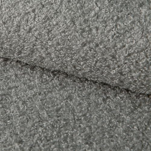 Fabreco - Polsterstoff Meterware ZENDAUR (100x142cm) – Bezugsstoff & Polsterstoff Möbelstoff Meterware: Bouclé Stoff - Plüschstoff für Sitzbank, Stühle, Sofastoffe & DIY - Robust & Weich (Grau)