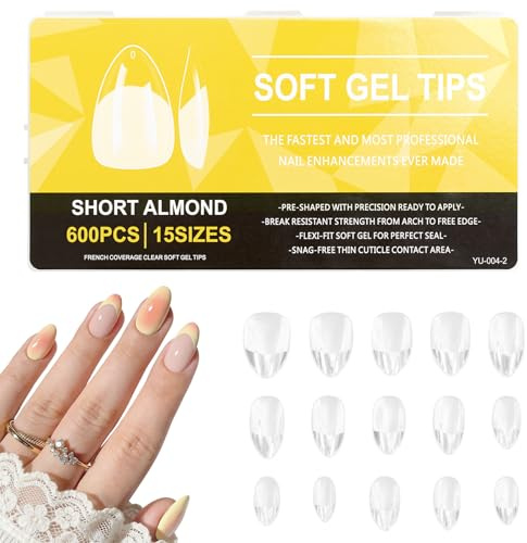600 Capsules ongles amande transparentes full cover 15 tailles avec valise