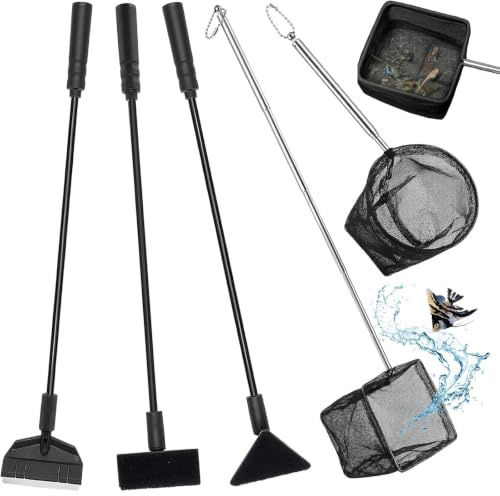 Aquarium Net, Fish Tank Net Small, 6-Piece Fish Tank Cleaning Kit with Nets and Brushes, for Aquarium Maintenance and Algae Removal