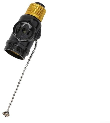 E27 Fassung zu Steckdose Adapter mit Schalter Schwarz