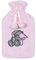 Large Hot Water Bottle With Soft Fleece Cover Pink Sleeping Teddy Bear Embroidered Design Pom Poms For Winter Nights Heat Therapy Bed Sofa Comfort Sleep Removable 2 Litre Natural Rubber 35cm