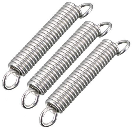 sourcingmap Extension Spring - 1.3mm Wire Dia, 8mm OD, 52mm Length Spring Steel Small Dual Hook Tension Spring 3pcs