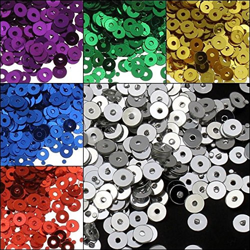 Perlin - 24000 Stk. Pailletten Ø 3mm 10 Farben Set Glatt Rund Perlen für DIY Kleidung und Schmuck, Handwerk Metallic Basteln Sequin Bombe