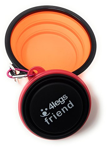 4LegsFriend 2 Pièces Gamelles Chien Pliables | avec Mousqueton | Bol rétractable en Silicone sans BPA | Voyage, Voiture, Camping, Promenade | Eau, croquettes, Nourriture