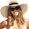 FURTALK Womens Sun Straw Hat Wide Brim UPF 80 Summer Hat Foldable Roll up Floppy Beach Hats for Women, Mixed Beige+Black Ribbon, L-XL