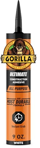 Gorilla CA Construction Adhesive: Heavy Duty Ultimate / 9 oz. Cartridge (White)