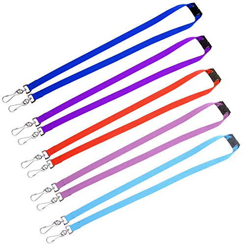 Wisdompro Schlüsselband 5 Stück mit Doppelt Drehbarem J-Haken und Sicherheitsabreißschnalle, Lanyard für Ausweise, Schlüssel (Mehrfarbig)