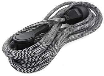 CHACON 66777 - Prolunga in tessuto, 5 m, 3 x 1,5 m2 tessuto, cavo e nero, spina piatta