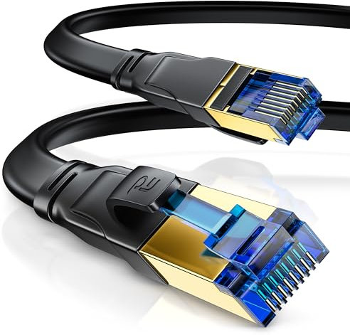 CSL - 1m CAT 8 Netzwerkkabel Flach und Dünn, Lan Kabel für 40 Gigabit High Speed, Internetkabel, Flachbandkabel, Verlegekabel - 40 Gbps Cat.8 RJ45 Kabel für Switch Router Modem PC, 1 Meter Schwarz