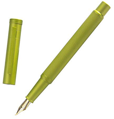 Asvine Mustard Yellow Forest Fountain Pen Bent Nib, Classic Design with Converter and Metal Pen Case, The Light of Hope Serise