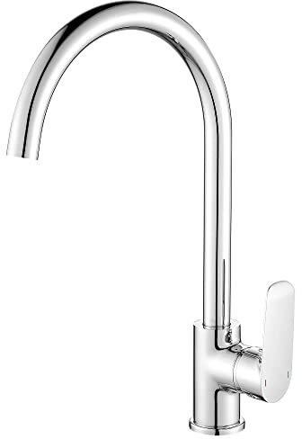 Hoomtaook Wasserhahn Küche Küchenarmatur Mischbatterie Küche Single Lever Um 360° Drehbar Messing Verchromt Warm und Kaltes Wasserhahn Adapter 3/8 und 1/2