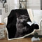 Tbrand Schwarze Katze Wohndecke Kinder Haustier Katze Muster Kuscheldecke Niedlich Kätzchen Druck Decke 150x200cm für Mikrofaser 3D Tier Thema Raumdekor