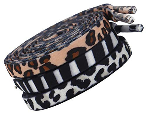 PRETYZOOM 3 Paia di Lacci Scarpe da Lavoro Animali - Leopardo, Mucca, Zebra - Spessi ed Elastici per Scarpe Da Ginnastica e Stivali, Colori Assortiti, 120 cm