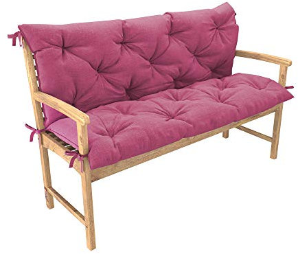 chilly pilley Bankkissen Relax Palettenkissen mit Rückenlehne Gartenschaukelkissen mit Nähten Gesteppt Gartenkissen Garten Kissen Sitzpolster Hollywoodschaukel (140x50x50, Rosa)