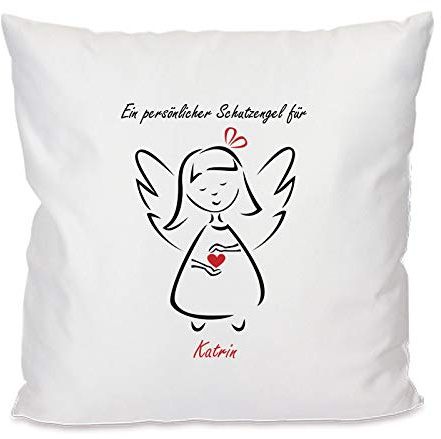 Kissen-Bezug Schutzengel Herz mit Name personalisiert