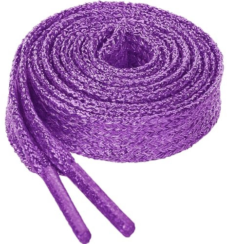 Allegra K Glitter Lucido Metallico Scintillante Shimmery Flat Sneakers Lacci Scarpe Strings, Viola scuro, 130cm/51.18