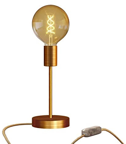 creative cables - Tischleuchte aus Metall Alzaluce Globe - Kupfer satiniert, Dimmer