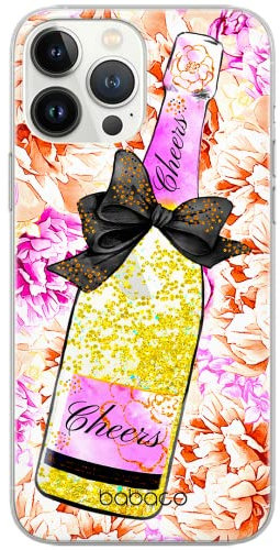 ERT GROUP custodia per cellulare per Apple Iphone 12 Mini originale e con licenza ufficiale Babaco, modello Champagne 004 adattato alla forma dello smartphone, con effetto glitter overflow