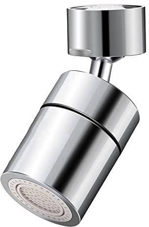 KKNE 720° Giratorio Aireador de Grifo, Aireador Grifo Cocina Ajustable 2 modos, Atomizador Grifo, Adaptador grifo cocina para Lavabos de Cocina y Baño, con 5 Adaptador, Rosca interna 22 mm