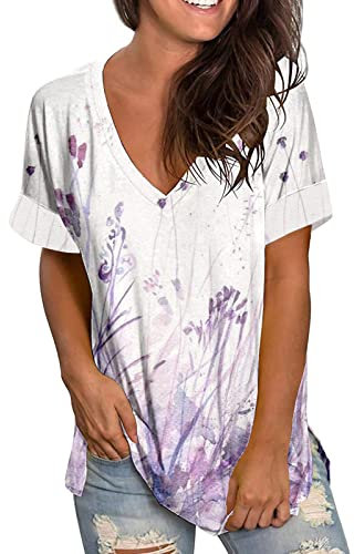 Tshirt Damen Kurzarm Sommer Shirt,Bluse Flieder Damen,Tunika Orange,Gelbe Blusen,Damen Tunika Bluse,Tunika Blusen Lang,Bügelfreie Blusen,Damen Blusentop