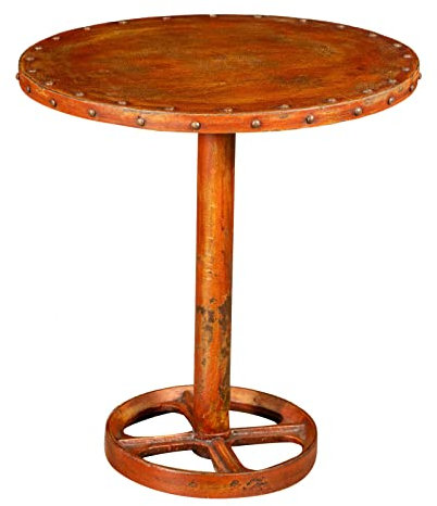 Biscottini tavolo rotondo da giardino in ferro battuto | Tavolo da esterno 61,5x61,5x77,5 | Arredo giardino resistente di finitura robusta e resistente