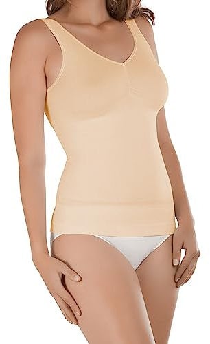 BestSale247 Damen Form-Top - Seamless Unterhemd mit Shaping-Effekt Shapewear Formendes Hemd (Beige, 44-46)