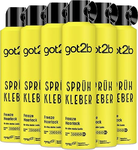 Got2B Haarlack Sprüh Kleber Halt 6 (300 ml), 72 h Haarspray für ultra starke Haarstylings, ohne zu verkleben oder auszutrocknen, fixiert bis zur nächsten Haarwäsche, 6x 300 ml