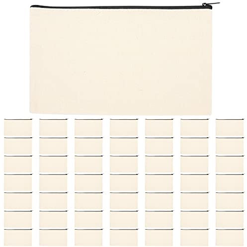 Baaly 50 StüCke DIY Stoff Federmäppchen,Kleine Stoffbeutel mit reißverschluss,DIY Kulturbeutel Stoffbeutel,Makeup Tasche Leinwand Reisetaschen für Arbeit Reisen
