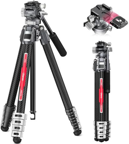 VIJIM Ulanzi TT09 VideoGo Travel Tripod, 55.91'' Carbon Fiber Camera Tripod with Arca QR & 360° Ballhead Handle, Compact Lightweight for Photography/Video Shooting, Most Cameras/DSLR/Projector