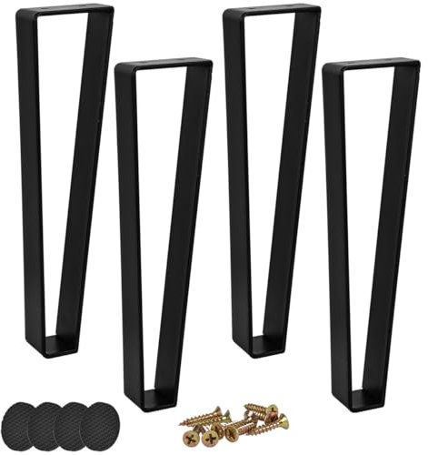 Btowin VCF Lot de 4 pieds de meubles trapézoïdaux en métal de 20 cm, pieds de table de style moderne en épingle à cheveux, pieds de canapé robustes pour projets de bricolage, table basse, meuble TV,