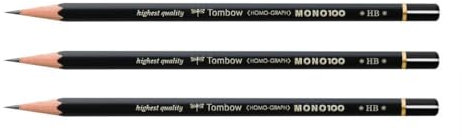 TOMBOW Set of 3 High Quality Graphite Pencils MONO 100 HB