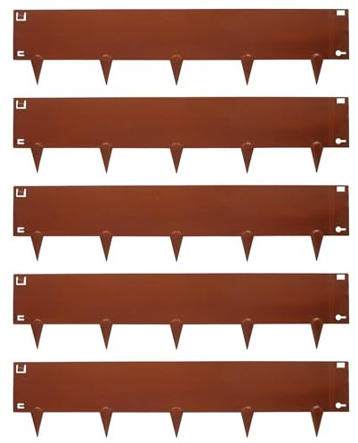 Harbour Housewares 5pc Rost Rasenkanten-Set aus Stahl - 5m x 16cm - Draussen Garten Gras Blume Pflanzenbeet Stein Weg Patio Kies Grenze Rand Rollen