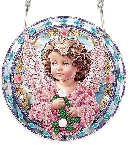 DCIDBEI Diamond Painting Engel Anhänger für Erwachsene, Diamant Malerei Mädchen Sonnenfänger Dekoration für Party, Basteln, Malen & Handarbeiten,Deko für den Innen- und Außenbereich