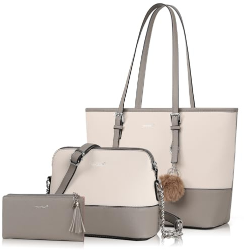 TANTOMI Handtasche Damen,Kleine Umhängetasche Damen,Tote Bag, Tasche Mittelgroß,Crossbody Bag,Handtaschen Damen Set Mit Quasten Geldbörse Damen und Pelz Kugel Plüsch Schlüsselring