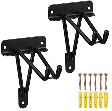 Relaxdays Wandhaken 2er Set 30 kg, Doppelhaken Wand, Gerätehalter Garage, Werkstatt & Keller, Besenhalter Eisen, schwarz