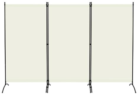 WOLTU Paravent, Séparation de pièce, Protection visuelle, Autonome, Paravent en 3 Parties avec Cadre métallique et Support pour Bureau, Balcon, Chambre à Coucher, Jardin, 255x182 cm, Crème